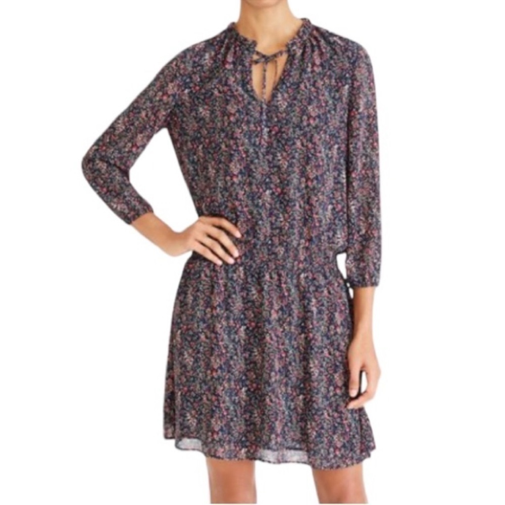 J.Crew Mercantile Tiny‎ Ditsy Navy/Coral Floral Dress Size Medium Women